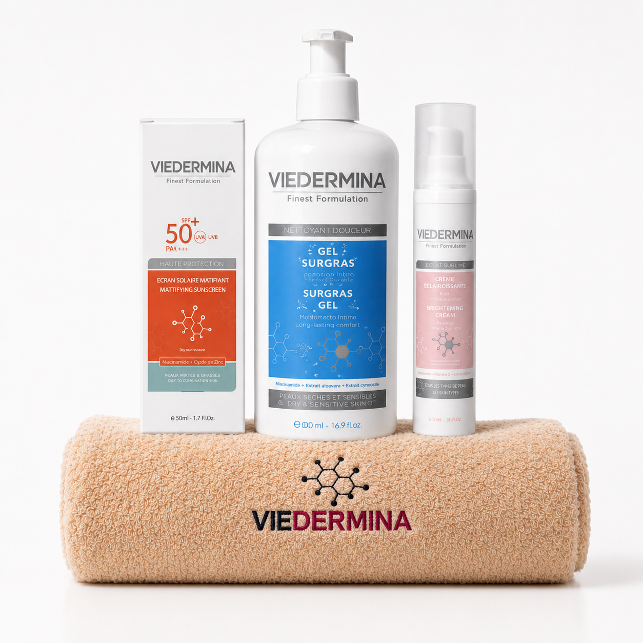 Pack Essentiel : Nettoyage + Solaire + Éclat (Crème Éclaircissante Offerte)