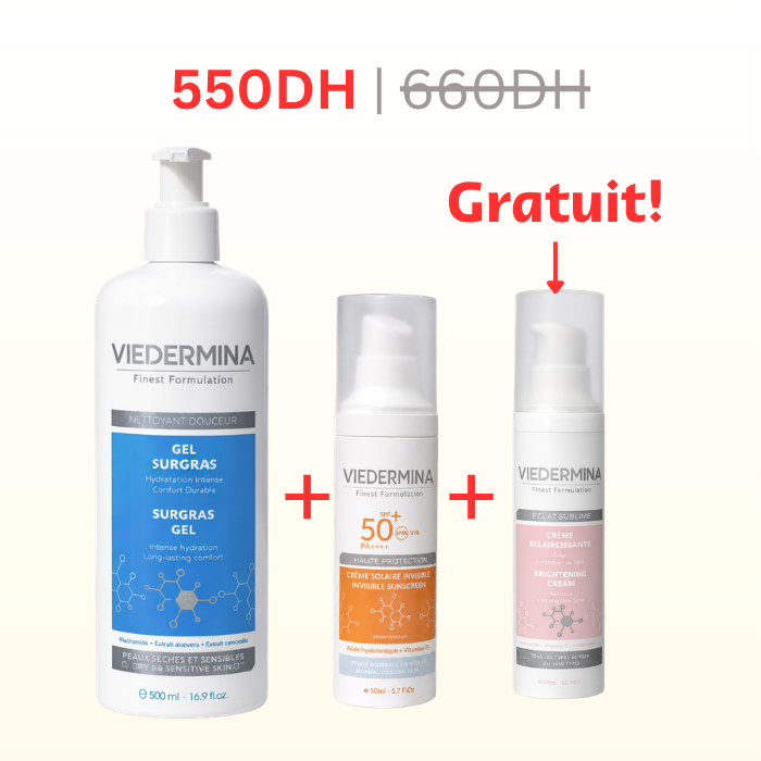 Pack Essentiel : Nettoyage + Solaire + Éclat (Crème Éclaircissante Offerte)